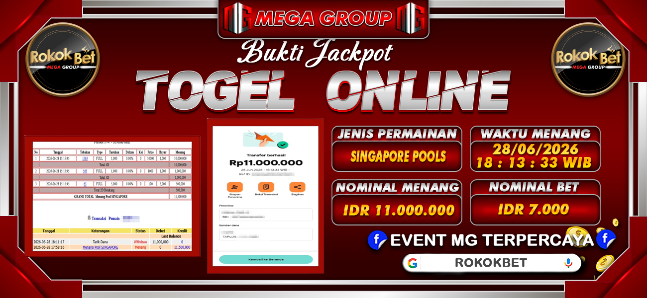 Bukti JP situs Rokokbet hari Senin, 29 Juni 2026