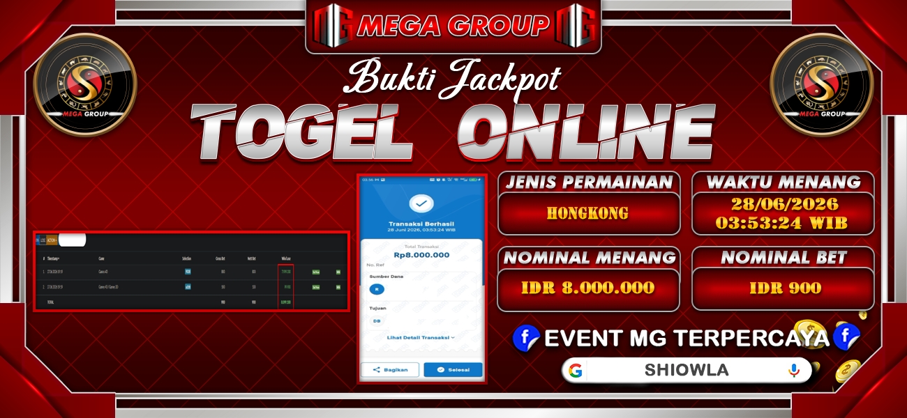 Bukti JP situs Shiowla hari Minggu, 28 Juni 2026
