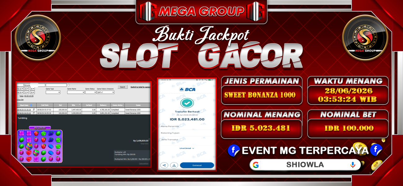 Bukti JP situs Shiowla hari Minggu, 28 Juni 2026